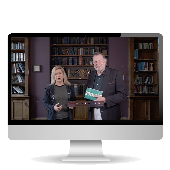 A laptop shows a video focused on Restore Renew Rebuild