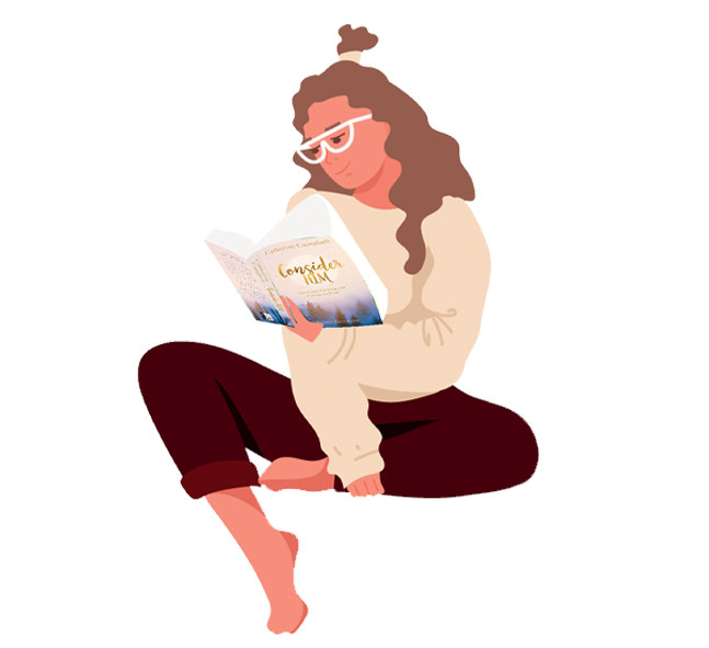A woman lies on the sofa reading Restore Renew Rebuild